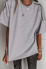 Striped Shoulder Relaxed Fit T-Shirt