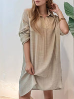 Full Size Side Slit Roll-Tab Sleeve Mini Shirt Dress Plus Size