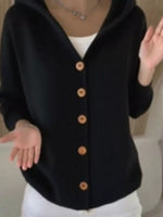 Full Size Hooded Button-Front Soft Knit Cardigan Plus Size
