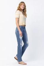 Judy Blue Full Size Mid Rise Destroy Straight Jeans Plus Size