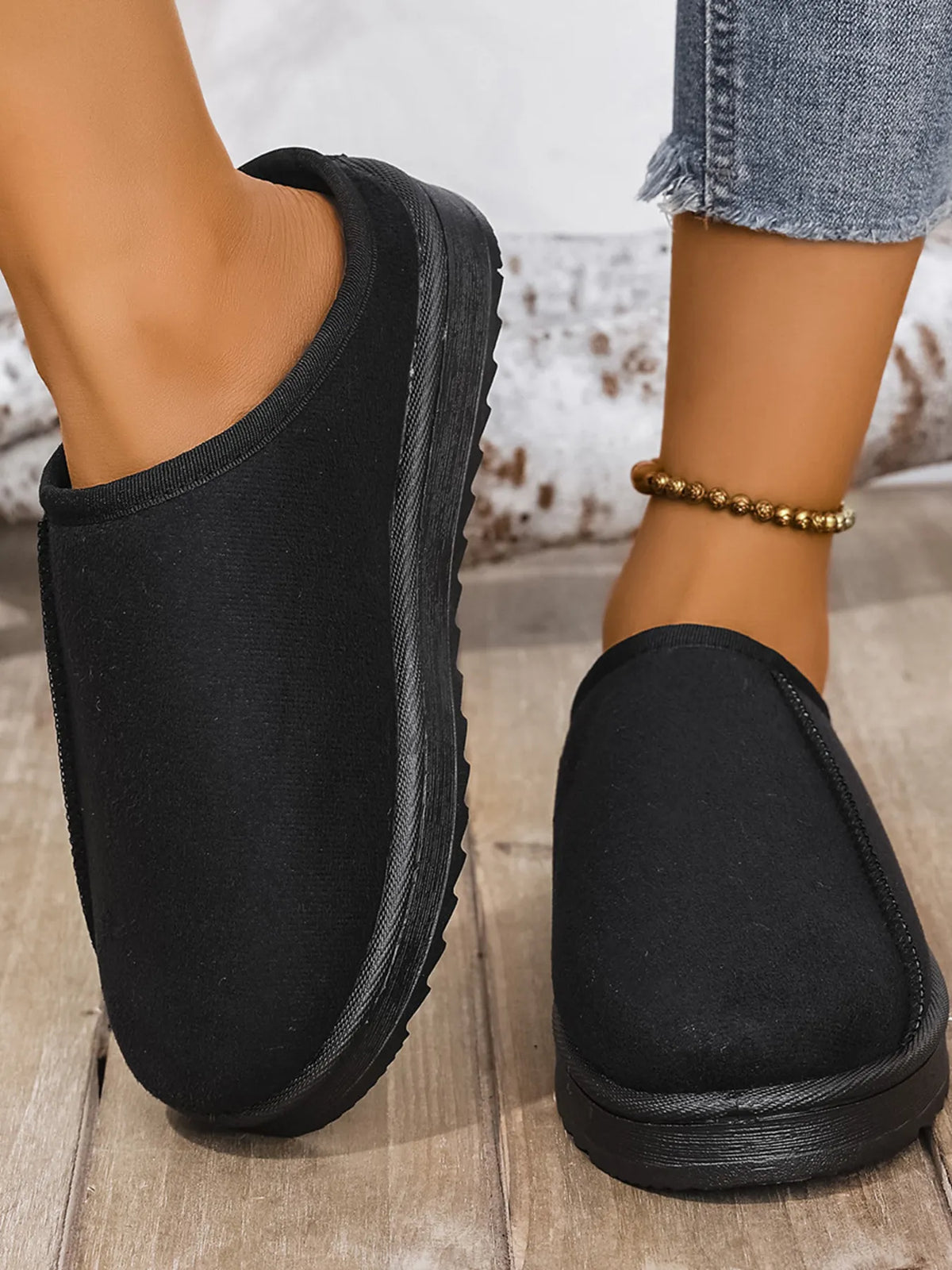 Round Toe Platform Slippers - Ladyez
