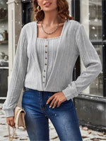 Ribbed Knit Faux Layered T-Shirt