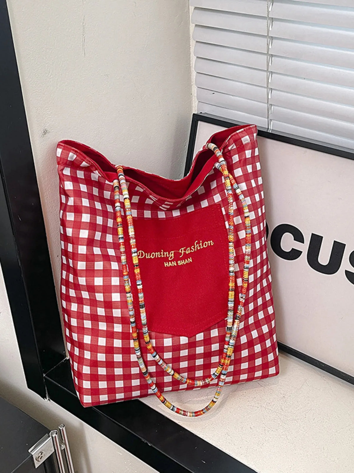 Gingham Pattern Tote Bag
