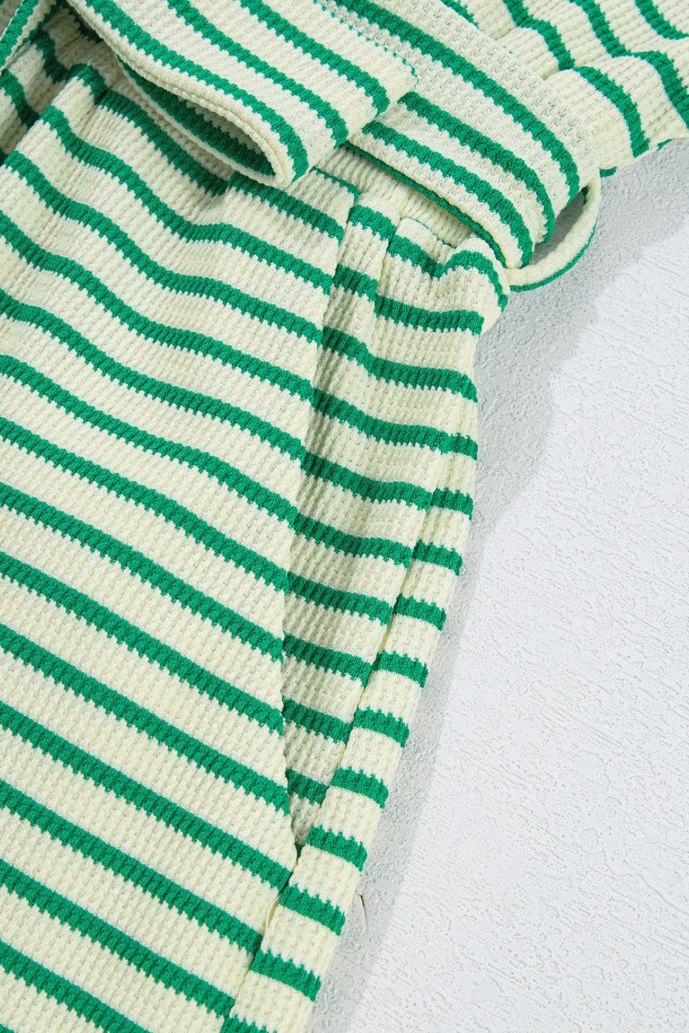 Striped Half Sleeve Tie Waist Romper - Ladyez