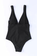 Plunge Wide Strap One-Piece Swimwear - Ladyez