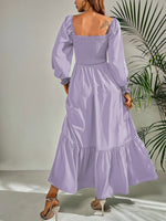 Smocked Long Sleeve Midi Dress