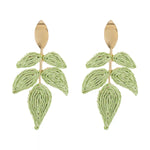 Rattan Woven Leaf Dangle Earrings