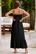 Smocked Spaghetti Strap Ruffle Hem Dress - Ladyez