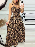 Full Size Leopard Print Spaghetti Strap Maxi Dress Plus Size