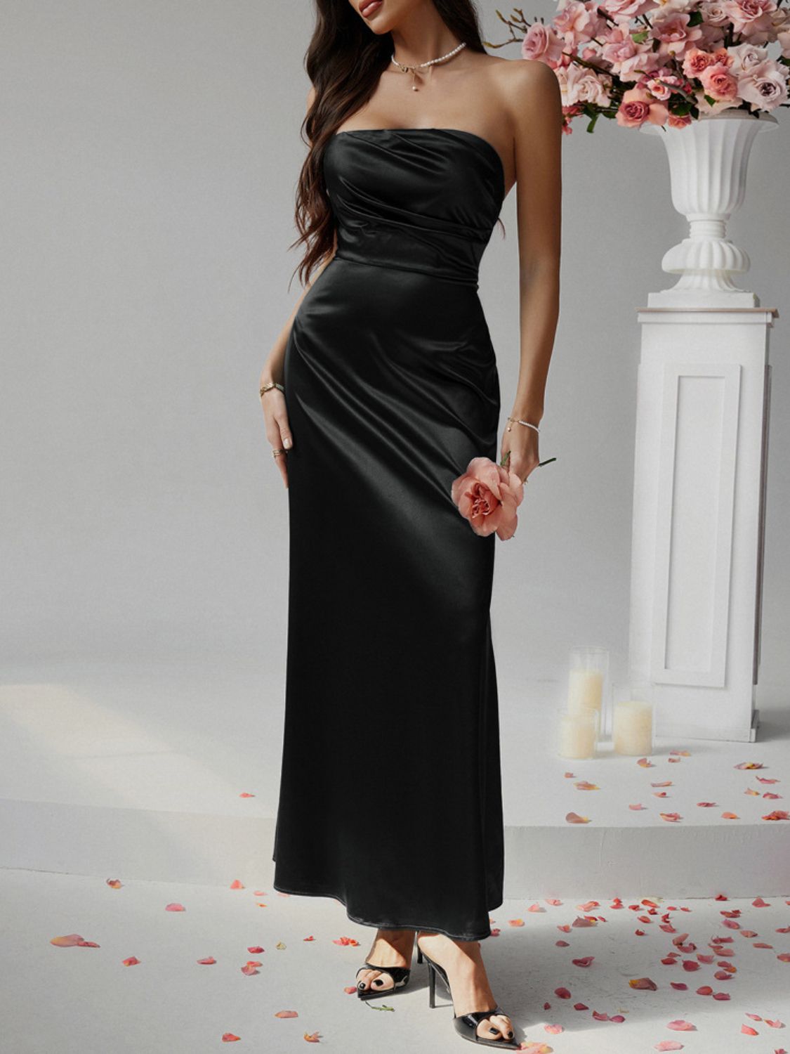 Devine Ruched Tube Maxi Dress - Ladyez