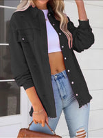 Distressed Denim Jacket with Frayed Edges