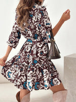 Floral Print Tie Waist Mini Dress