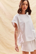 SO ME Round Neck Short Sleeve Top and Shorts Set