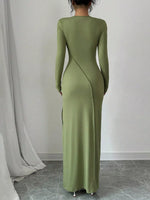 Exposed Seam Long Sleeve Maxi Dress