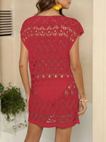 Openwork Round Neck Cover-Up - Ladyez