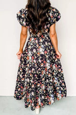 Floral Print Smocked Waist Maxi Dress