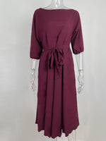 Boat Neck Tie Waist Dress