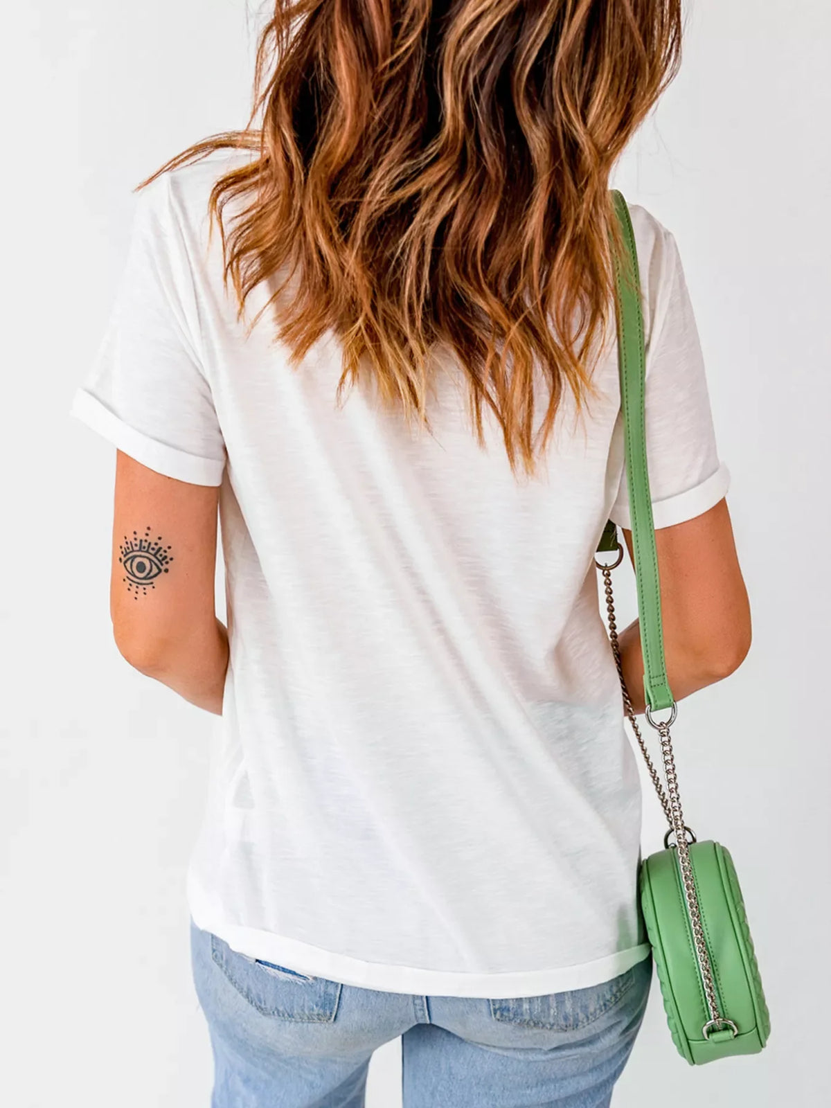 JUST HERE For THE COWBOY Cuffed Sleeve Crew Neck T Shirt