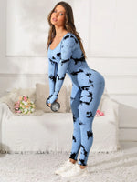 Scoop Neck Long Sleeve Active Jumpsuit - Ladyez