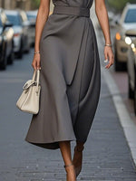 Round Neck Sleeveless Midi Dress - Ladyez