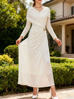 Ruched Draped Long Sleeve Maxi Dress