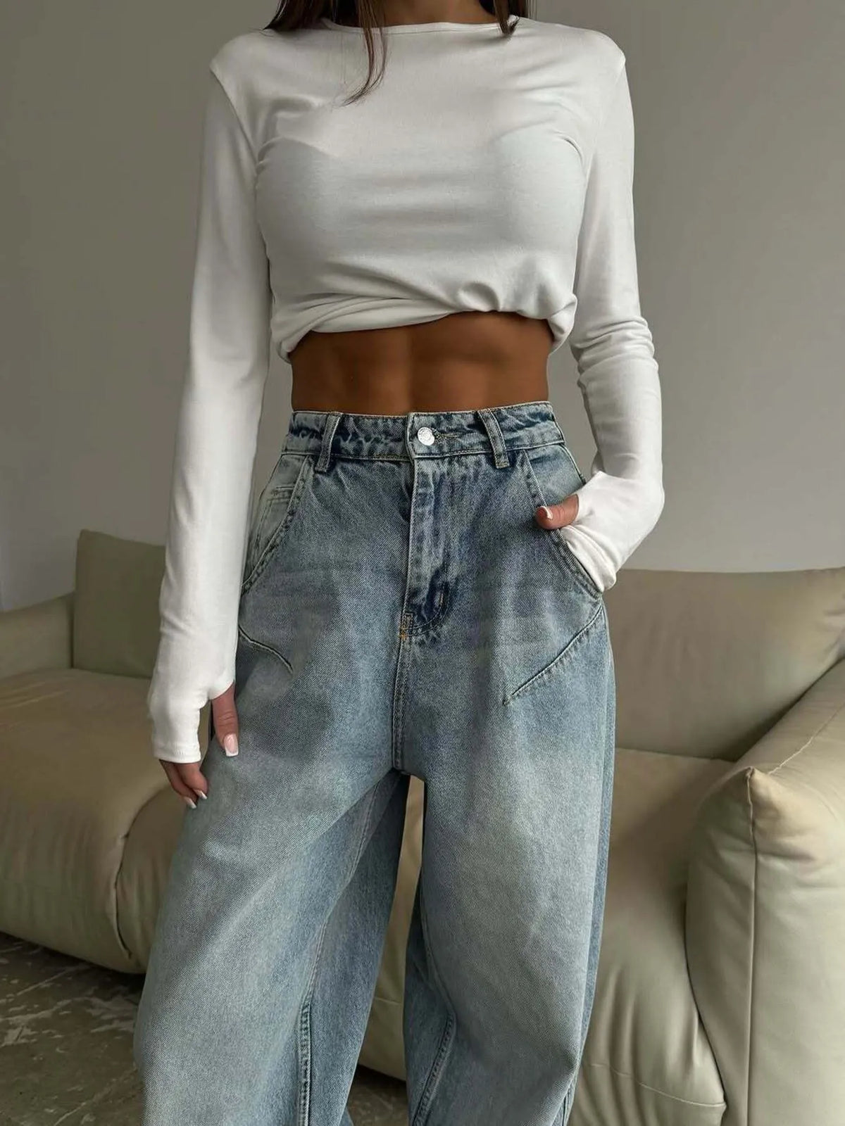 Wide Leg Jeans - Ladyez