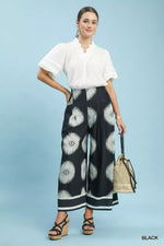 Umgee Abstract Border Print Wide Leg Pants