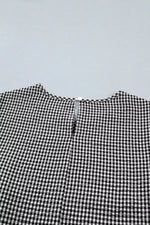 Gingham Bow Half Sleeve Blouse