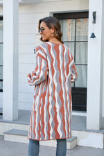 Angel Wings Printed Open Front Pocketed Cardigan