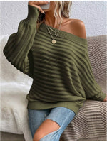 One Shoulder Ribbed Knit Sweater