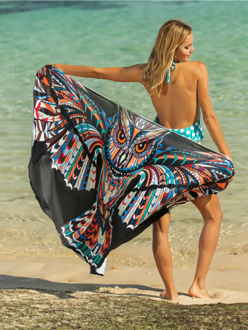 Printed Spaghetti Strap Cover Up - Ladyez