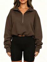 Half Zip Drawstring Hem Sweatshirt