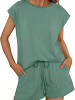 Casual Solid Color T-Shirt and Shorts Set