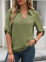 Johnny Collar Texture Blouse