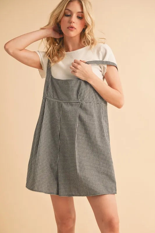 Aemi+Co Plaid Square Neck Romper - Ladyez