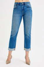RISEN Full Size High Rise Boyfriend Fit Ankle Jeans Plus SIze - Ladyez