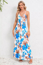 Printed Surplice Maxi Cami Dress - Ladyez