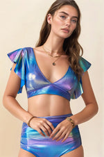 Davi & Dani Iridescent Crystal Foiled Two Piece Swimsuit - Ladyez