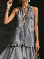 Ruffled Halter Neck Maxi Dress