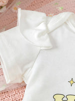 Children's Ruffled Short Sleeve Bodysuit and Shorts Set with Headband