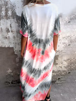 Full Size Pocketed Tie-Dye Short Sleeve Dress - Ladyez