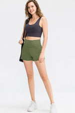 Wide Waistband Sports Shorts with Pockets - Ladyez
