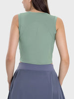 Millennia Drawstring Ruched Wide Strap Active Tank - Ladyez