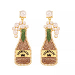 Champagne Bottle Earrings with Pearls