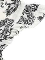 Printed Notched Ruffle Sleeve Maxi Dress