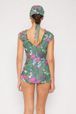 Marina West Swim Bring Me Flowers V-Neck One Piece Swimsuit In Sage - Ladyez