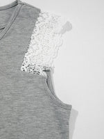 Lace Trim Cross-Front V-Neck Tank Top