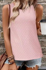 Florira Eyelet Round Neck Tank