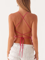 Crisscross Back V-Neck Cami - Ladyez
