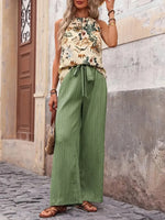 Printed Tank Top and Wide Leg Pants Set - Ladyez
